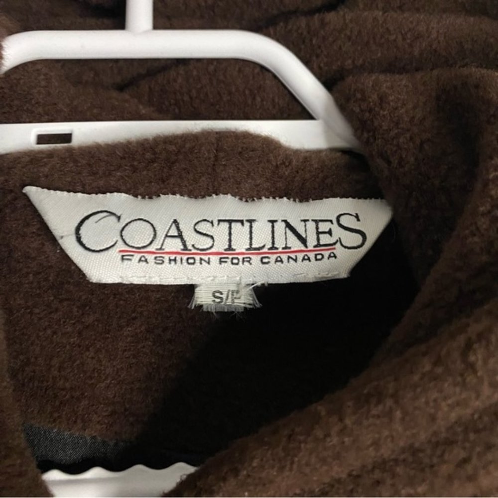 Coastlines Women's Brown Winter Plush Button Hooded Overcoat View 5